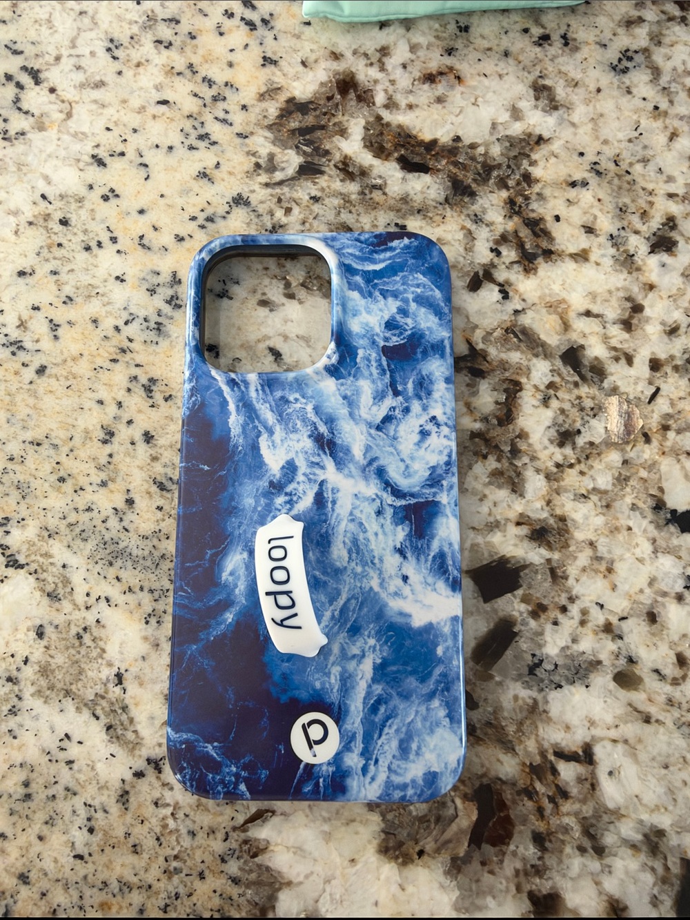 Loopy Case Blue Marble Phone Case with Loopy Strap Accent